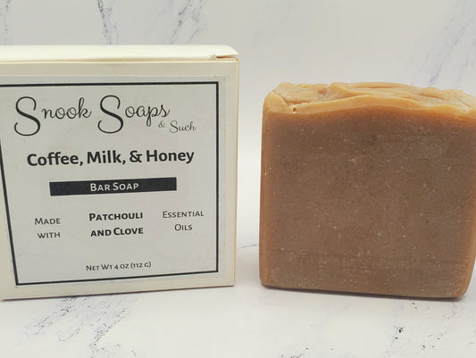 Coffee, Milk, & Honey Bar Soap with Patchouli and Clove Essential Oils