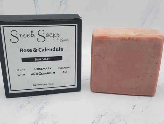 Rose & Calendula Bar Soap with Rosemary and Geranium Essential Oils