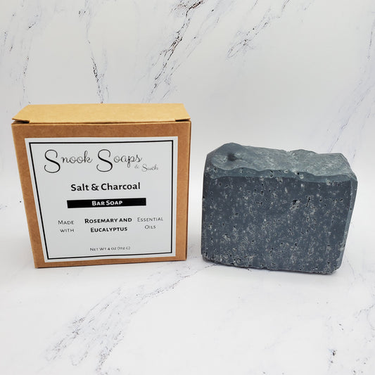 Salt & Charcoal Bar Soap with Rosemary and Eucalyptus Essential Oils